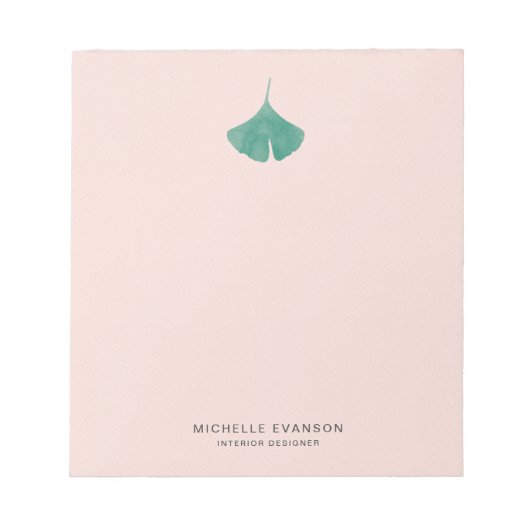 Bloc-note Logo Pink Ginkgo Pink Bleu Simple Nature (Devant)