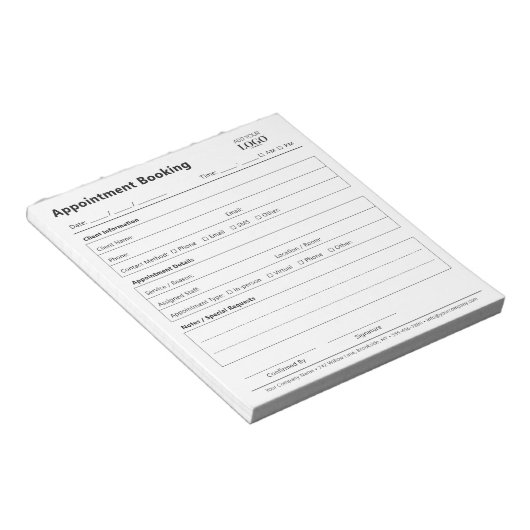 Bloc-note Logo professionnel de rappel de rendez-vous (Incliné)