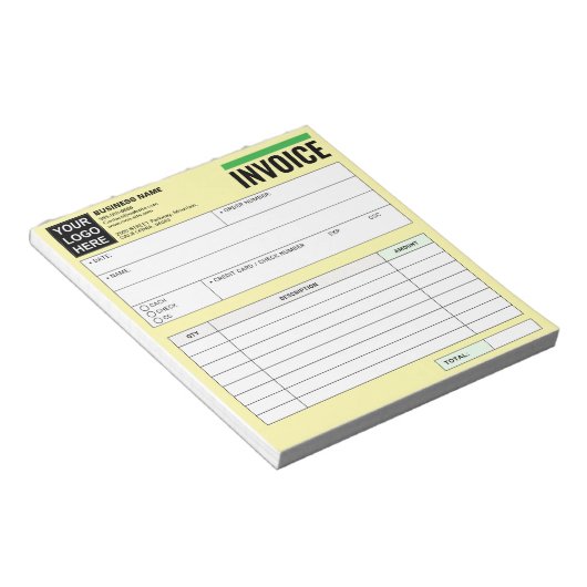 Bloc-note Logo, Sales Receipt Order Forms, Invoice Booklet (Incliné)