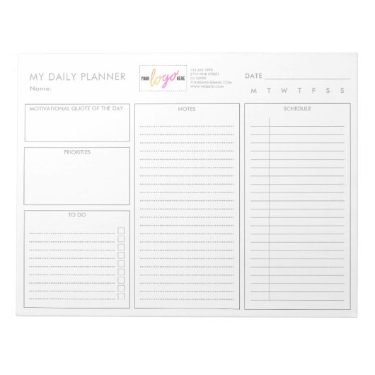 Bloc-note Logo Simple Blanc Moderne Moderne Démodé (Devant)