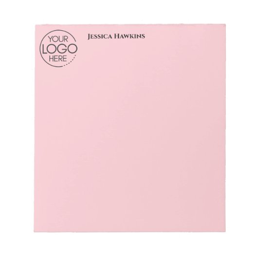 Bloc-note Logo simple de papeterie personnelle rose (Devant)