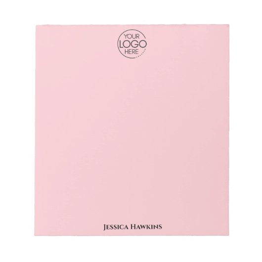 Bloc-note Logo simple de papeterie personnelle rose (Devant)