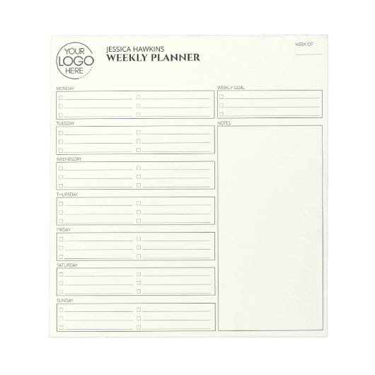 Bloc-note Logo simple du planificateur hebdomadaire personne (Devant)