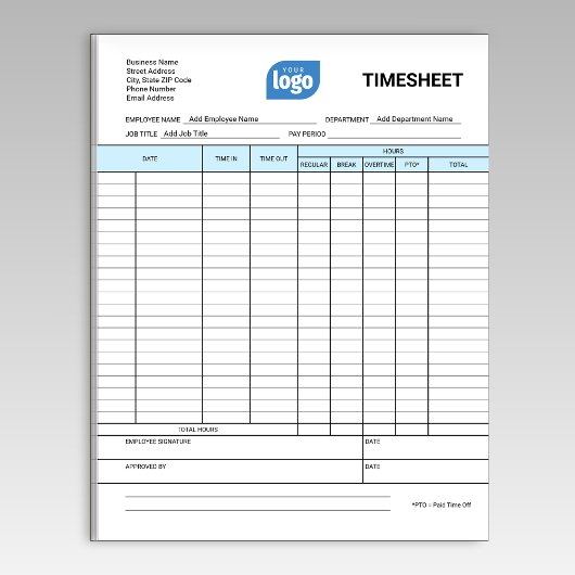 Bloc-note Logo Simple Employee Business Time Sheet Notepad