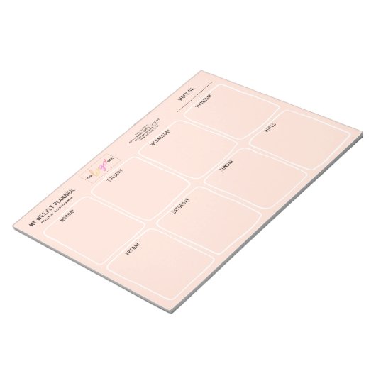 Bloc-note Logo Simple Girly Blush Pink Weekly Planner (Incliné)