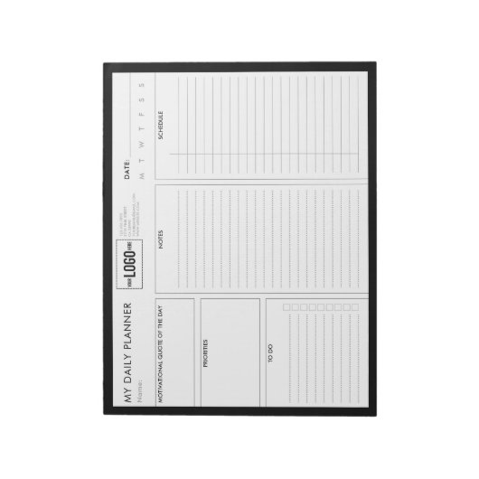 Bloc-note Logo Simple Noir Basique Planner Quotidien Non Mis (Tourné)