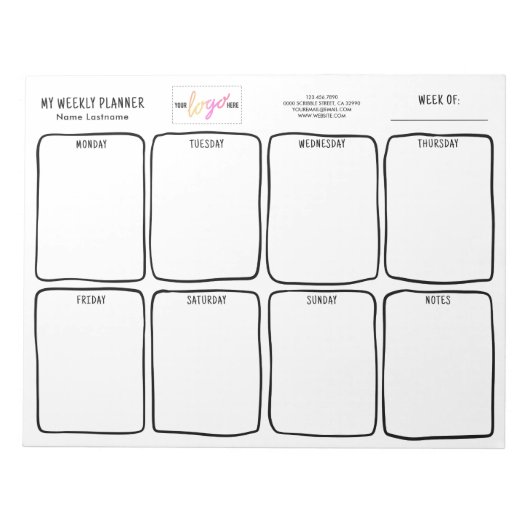 Bloc-note Logo Simples Tear Away Hand Drake Weekly Planner (Devant)