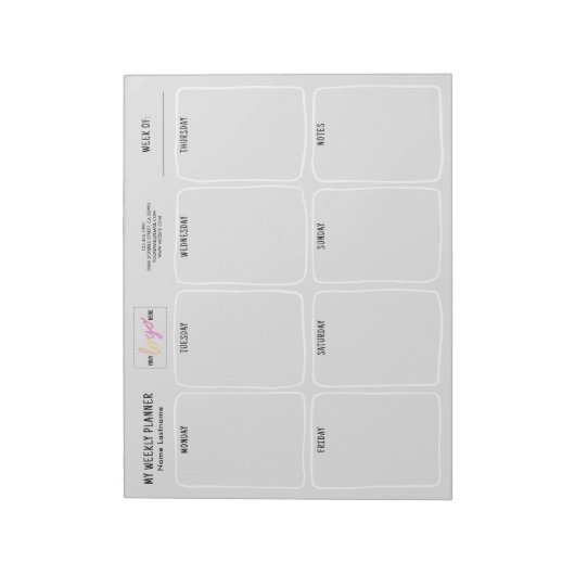 Bloc-note Logo Simples Tear Away Light Grey Weekly Planner (Tourné)