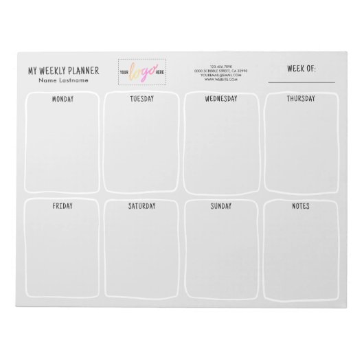 Bloc-note Logo Simples Tear Away Light Grey Weekly Planner (Devant)