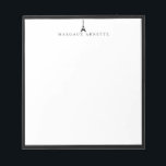Bloc-note Logo Tour Eiffel Cadre noir<br><div class="desc">Logo tendance Tour Eiffel design en noir avec cadre noir,  personnalisé avec nom,  bloc-notes. Le style et la couleur de la police de texte peuvent être customisés.</div>