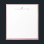 Bloc-note Logo Tour Eiffel Cadre rose<br><div class="desc">Logo tendance Tour Eiffel design en noir avec cadre rose vif,  personnalisé avec nom,  bloc-notes. Le style et la couleur de la police de texte peuvent être customisés.</div>