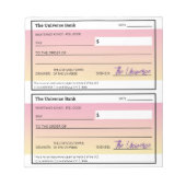 Bloc-note Loi d'attraction Pink Gradient Chèques vierges (Devant)