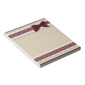 Bloc-note Longueur de la dentelle Burlap ruban bordeaux larg (Incliné)