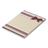 Bloc-note Longueur de la dentelle Burlap ruban bordeaux larg (Tourné)
