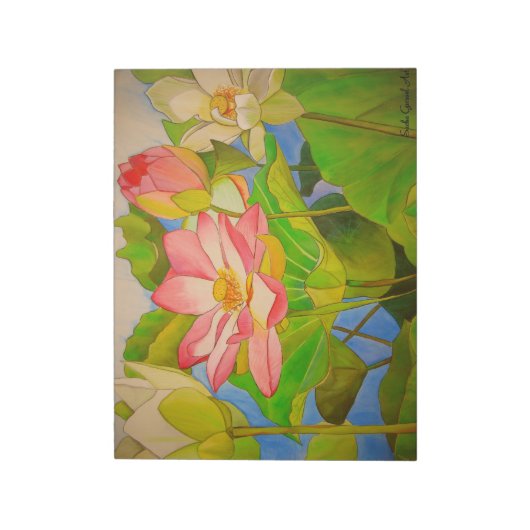 Bloc-note Lotus rose nénuphar aquarelle peinture (Tourné)