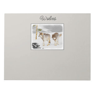 Bloc-note Loups en peinture sur neige - Art original de la f