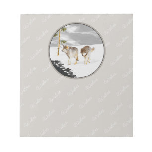 Bloc-note Loups en peinture sur neige - Art original de la f