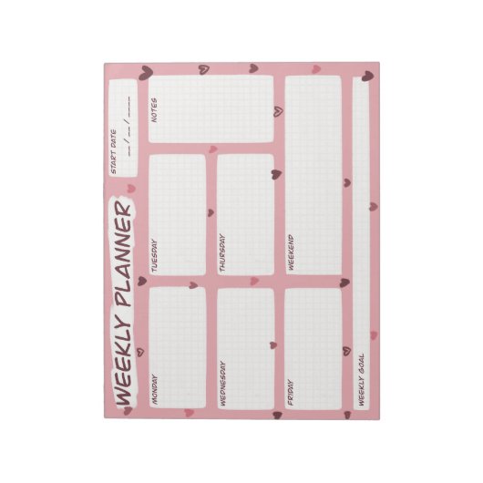 Bloc-note Love Heart Weekly Planner (Tourné)