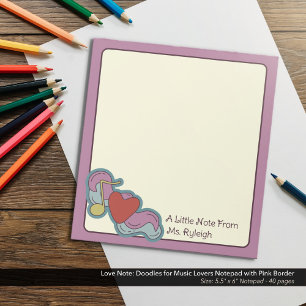 Bloc-note Love Note : Doodles for Music Lovers Pink