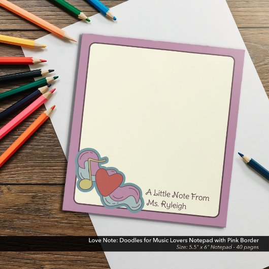 Bloc-note Love Note : Doodles for Music Lovers Pink