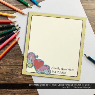 Bloc-note Love Note : Doodles for Music Lovers Yellow