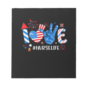 Bloc-note Love Nurse Life American Flag 4 juillet