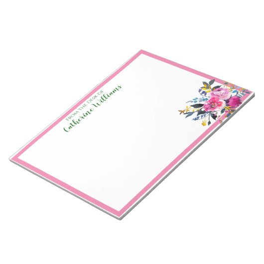 Bloc-note Love Roses Boho Floral Bouquet Emerald Nom vert (Incliné)