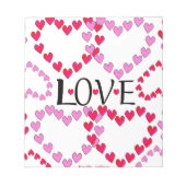 Bloc-note LOVE ROUGE ROSE DE Tiny Hearts (Devant)