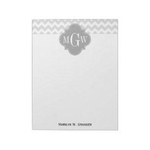 Bloc-note Lt Grey What Chevron Grey Quatrefoil 3 Monogramme