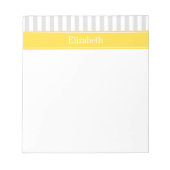 Bloc-note Lt Grey White Stripe Ananas Nom Monogramme (Devant)