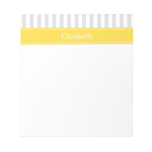 Bloc-note Lt Grey White Stripe Ananas Nom Monogramme (Devant)