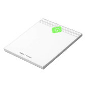 Bloc-note Lt Gris Blanc Chevron ZigZag Vert Lime Quatrefoil  (Tourné)