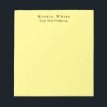 Bloc-note Lumière Jaune Plaine Élégant Professionnel Moderne<br><div class="desc">Design simple,  moderne,  minimaliste pour les entreprises. Ce modèle peut être customisé pour répondre à tous les métiers professionnels.</div>