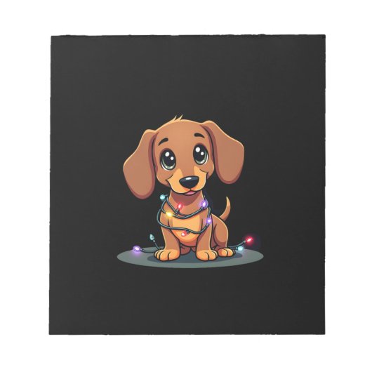 Bloc-note Lumières de Noël pour Dachshund (1) (Devant)