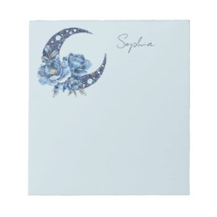 Bloc-note Lune Florale Bleue