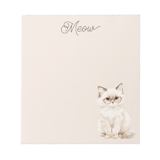 Bloc-note Lunettes de chat blanc crème violet  (Devant)