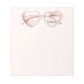 Bloc-note Lunettes de cœur rose Amour (Devant)