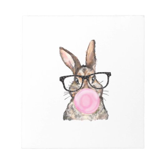 Bloc-note Lunettes de lapin mignon Bubble Gum jour de Pâques (Devant)