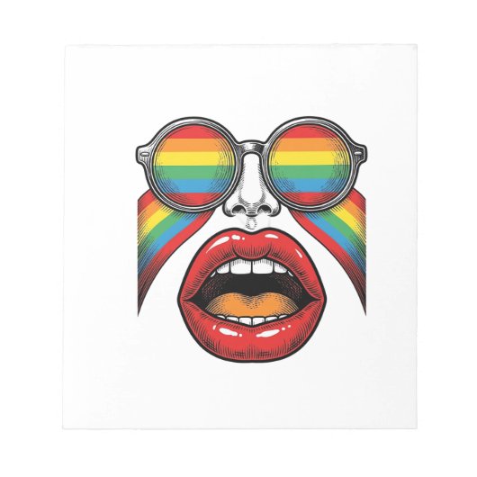Bloc-note Lunettes de soleil arc-en-ciel rétro lèvres visage (Devant)