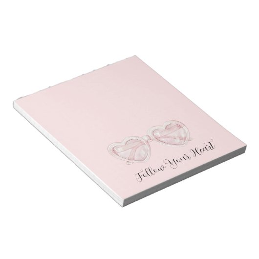 Bloc-note Lunettes de soleil Cœur Rose Pâle (Incliné)
