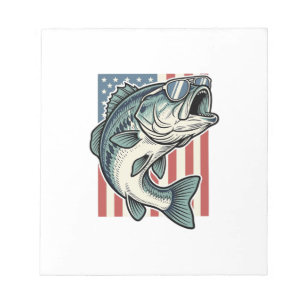 Bloc-note Lunettes de soleil de pêche à la basse patriotique