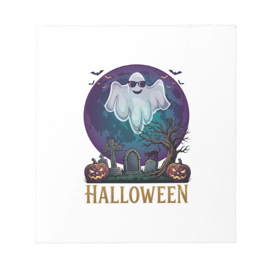 Bloc-note Lunettes de soleil fantôme Halloween Violet Lune C (Devant)