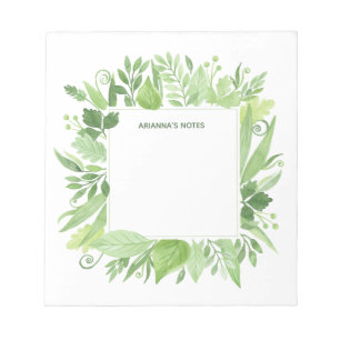 Bloc-note Luxe Feuille   Cadre botanique vert