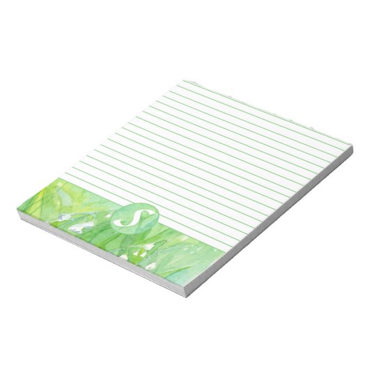 Bloc-note Lys des fleurs de la vallée Monogramme Lined (Tourné)