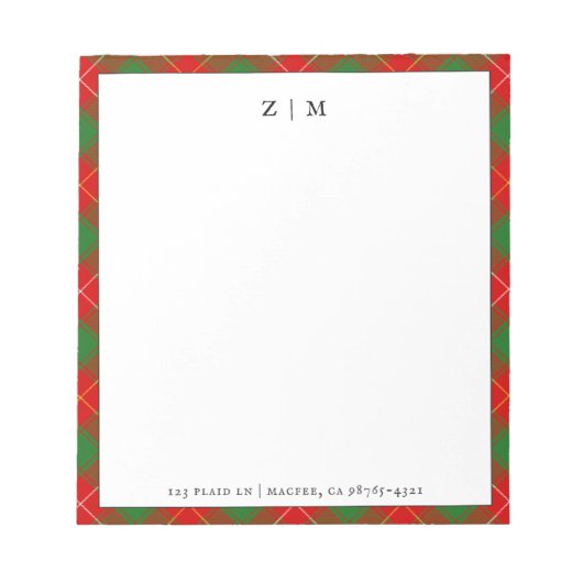 Bloc-note Macfee MacPhie Clan Tartan Plaid Motif (Devant)