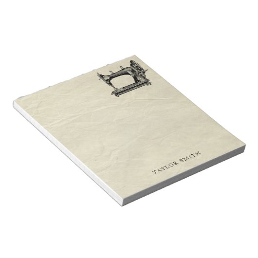 Bloc-note Machine à coudre ancienne avec nom (Incliné)