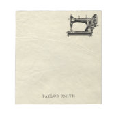 Bloc-note Machine à coudre ancienne avec nom (Devant)