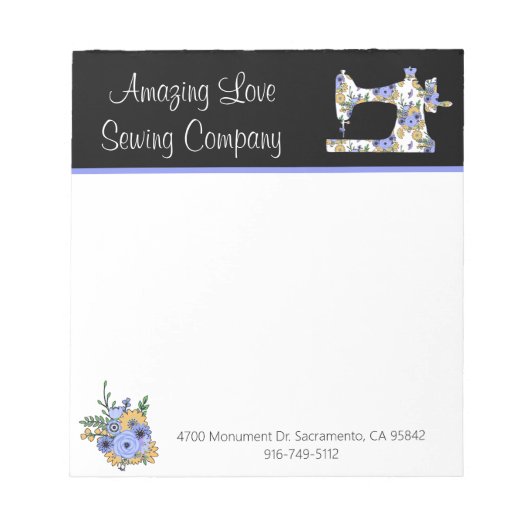 Bloc-note Machine à coudre florale en lunettes (Devant)