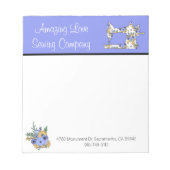 Bloc-note Machine à coudre florale en lunettes à blanc 2 Pot (Devant)