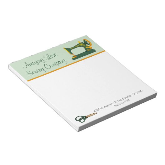 Bloc-note Machine à coudre vert lunatique (Incliné)